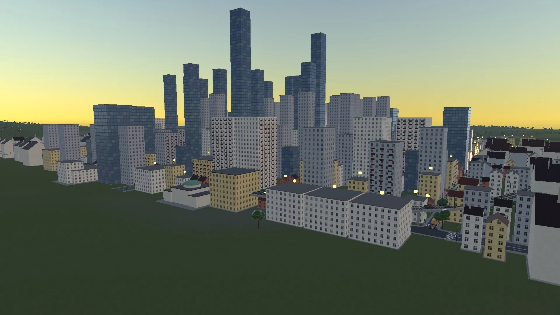 Skyline von Dream City, vom freien Feld aus gesehen